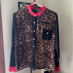 Woman’s sheer blouse NWT animal print by Zanzea